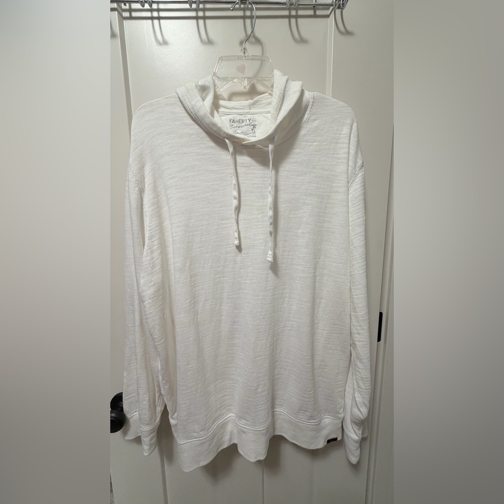 Faherty White Lightweight Hooded Long-Sleeve Shirt